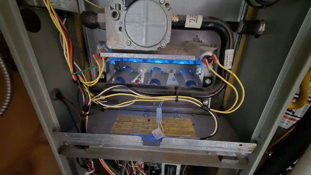 EMAX HVAC service van arriving for a residential furnace installation in San Antonio, Texas